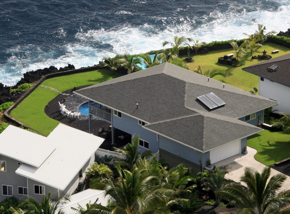 Aerial photo of the house.