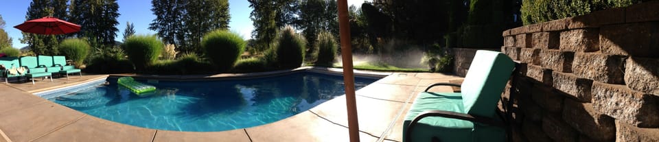 Pool deck out to natural water way