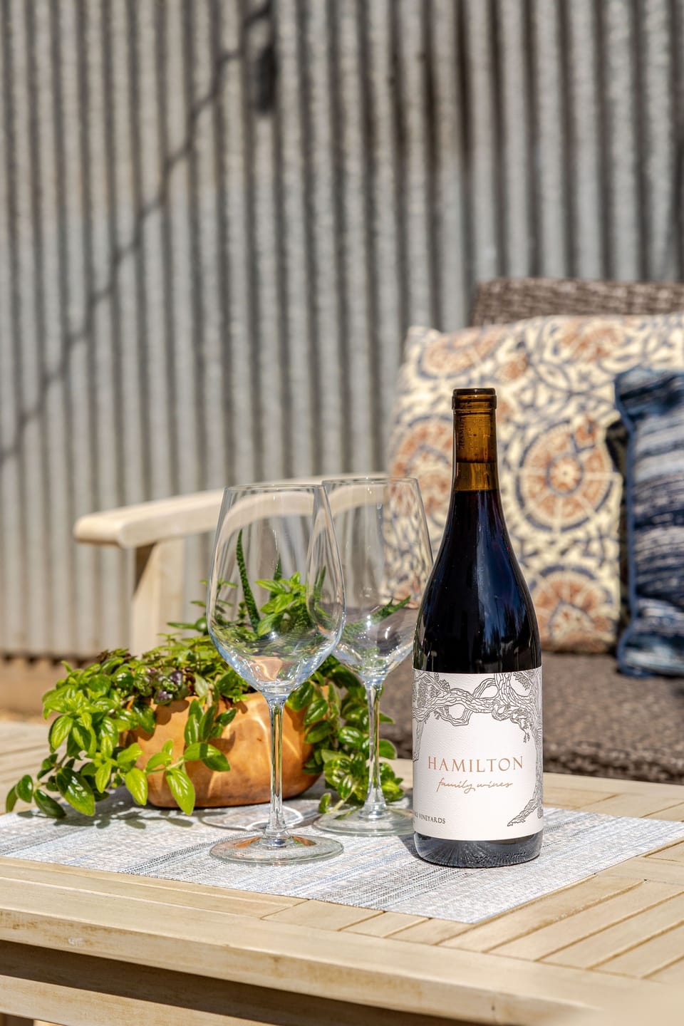 A bottle of Hamilton Family Wines - our winery - is provided for your enjoyment.