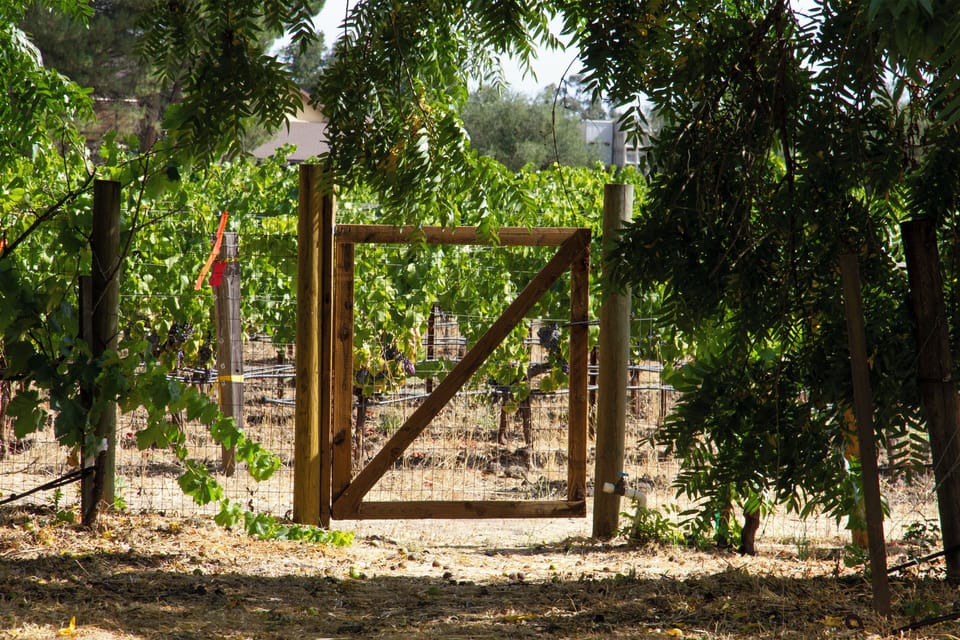 Gate access through vineyards to other wineries and restaurants.