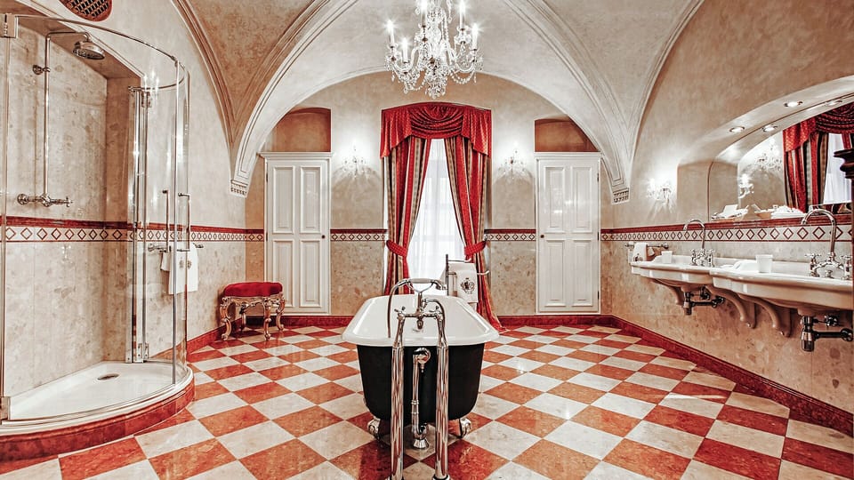 Luxury Suite, 1 Bedroom, Terrace | Bathroom | Combined shower/tub, free toiletries, hair dryer, slippers