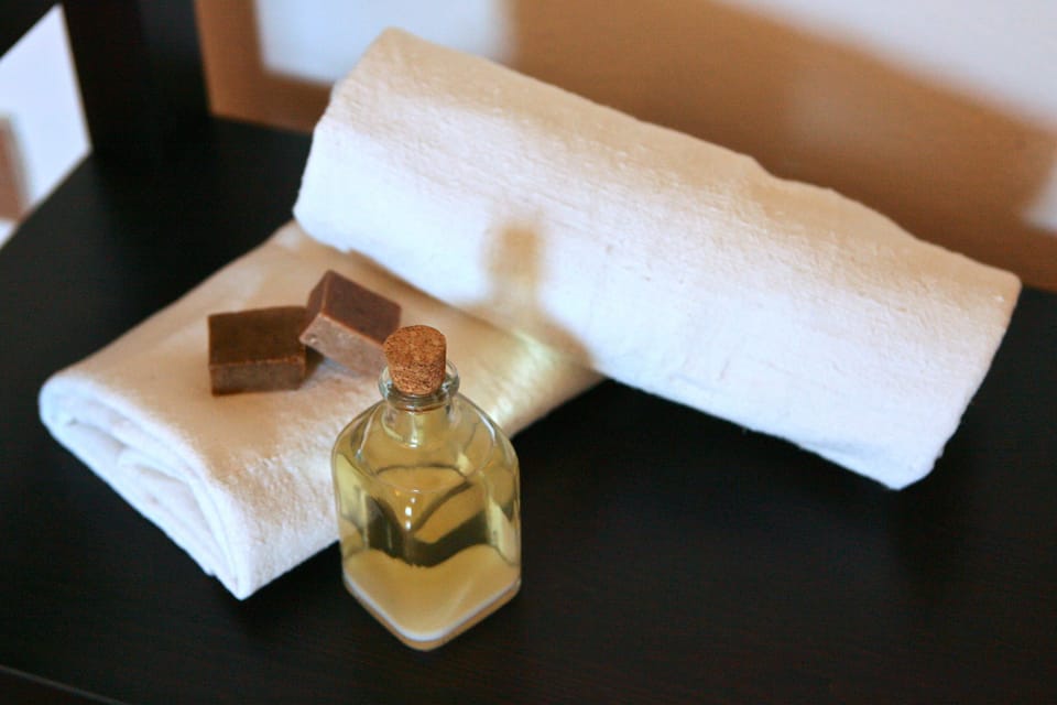 Free toiletries, hair dryer, bidet, towels