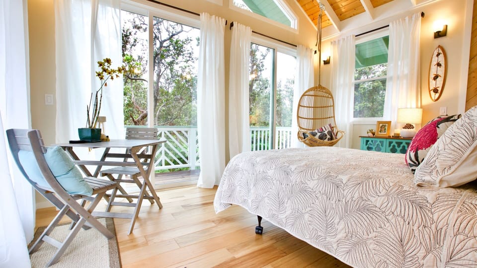 Look out into the ohi'a trees from any place in the house.