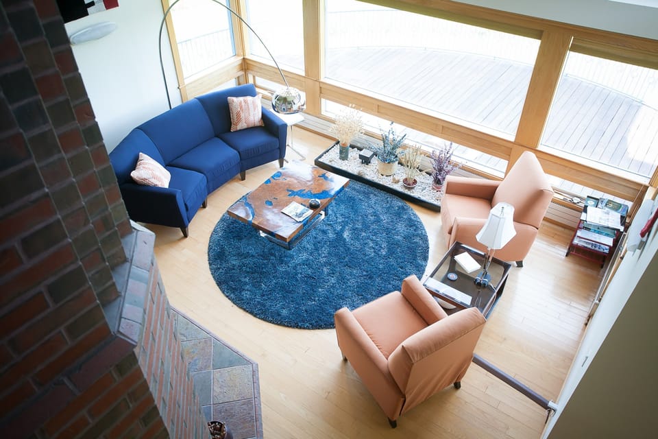 comfortable open seating perfect for conversation or reading.
