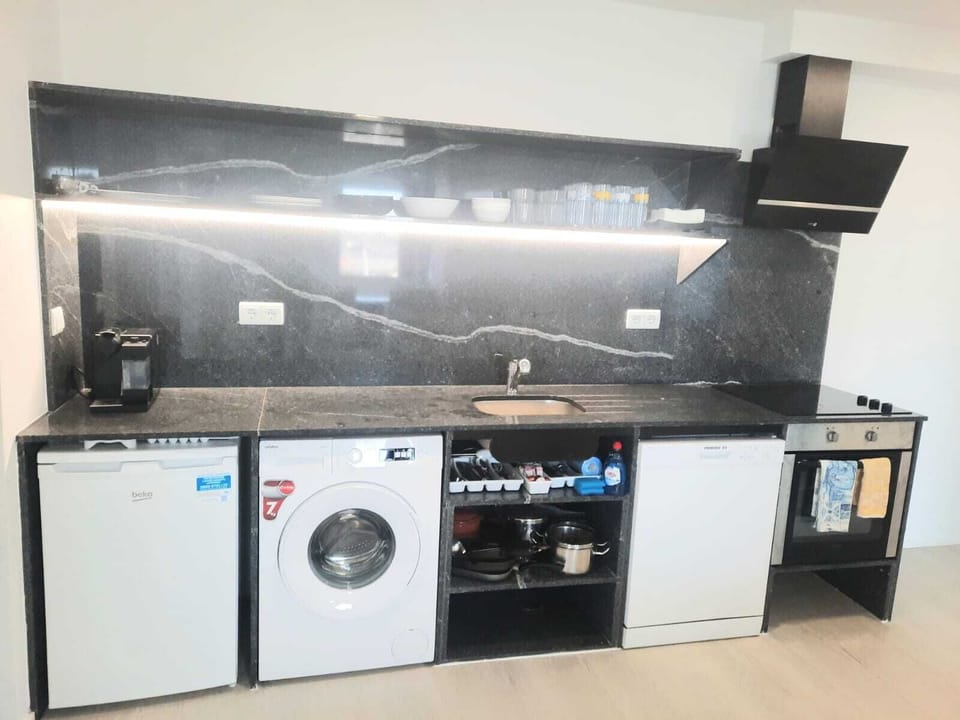 Exclusive Apartment, 1 Bedroom, Sea View | Private kitchen | Full-size fridge, microwave, oven, stovetop