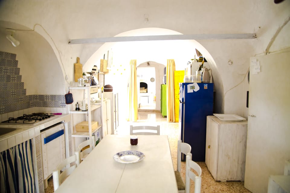 Kitchen and dining room and central hallway