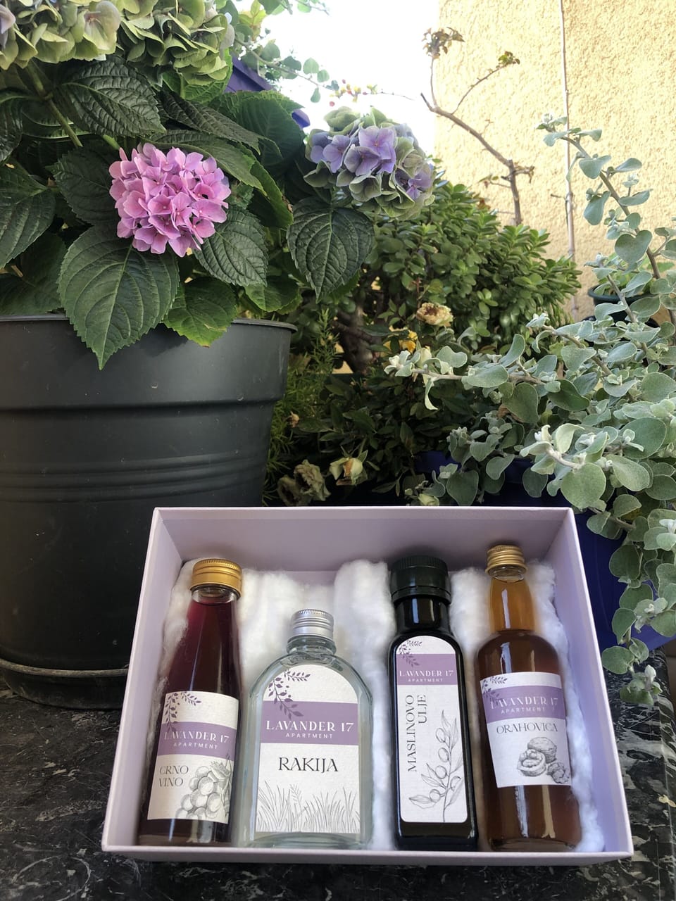 Our homemade olive oil, brandy, walnuts spirit, red wine. You can buy as memory 