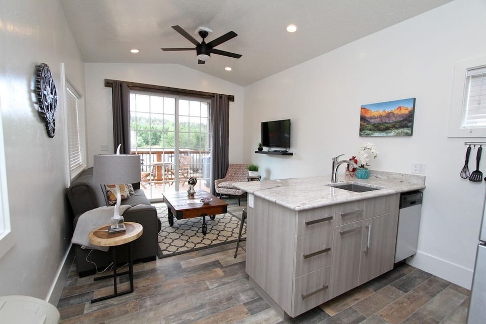 Living area inside tiny home