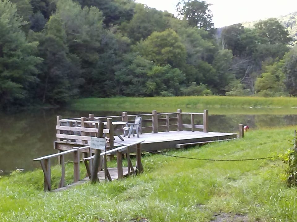 Deck at pond 1/2 Mile from Cabin