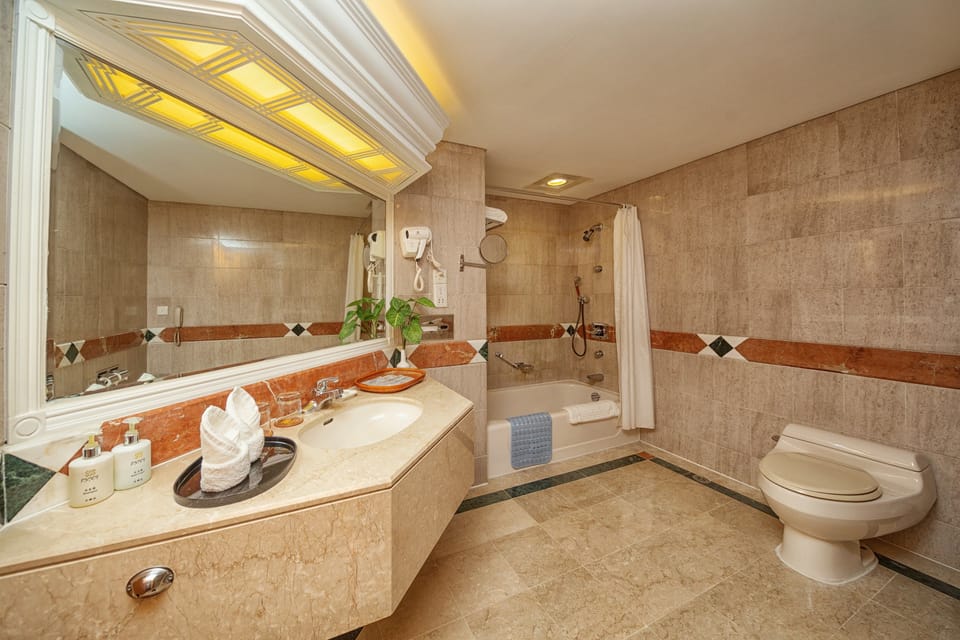 Deluxe Suite | Bathroom | Combined shower/tub, rainfall showerhead, free toiletries, hair dryer
