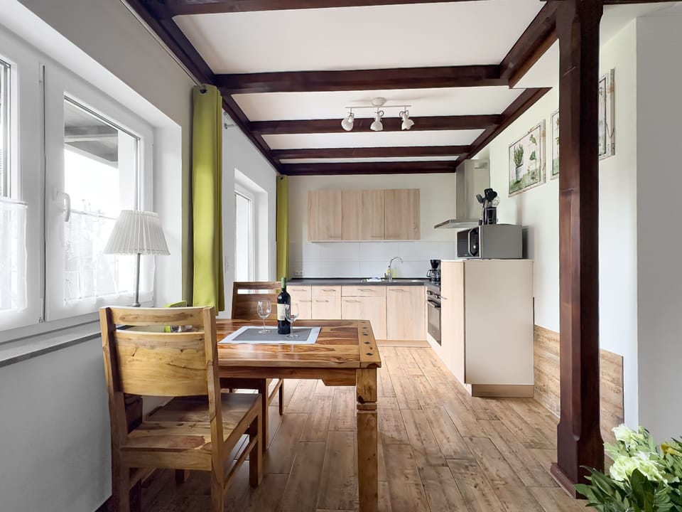 Apartment (7) | Private kitchen | Coffee/tea maker, full-size fridge, microwave, oven