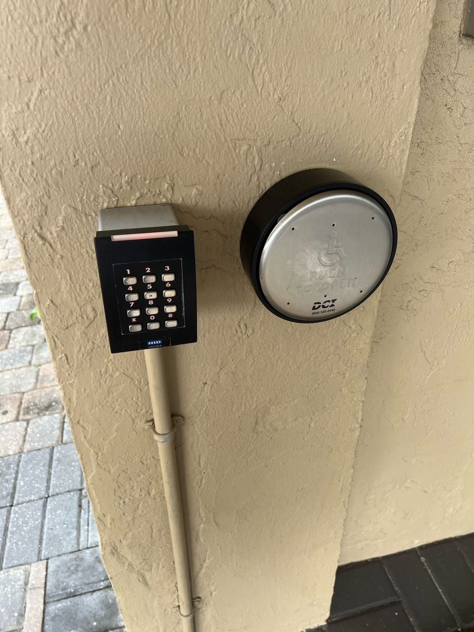 Entry Keypad to Lobby enter code then press the circle 