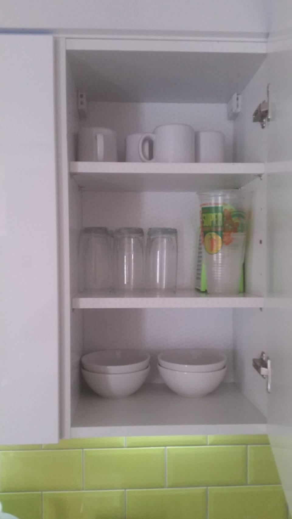 Plates cups and bowels, pots pans knives and forks are all provided. 