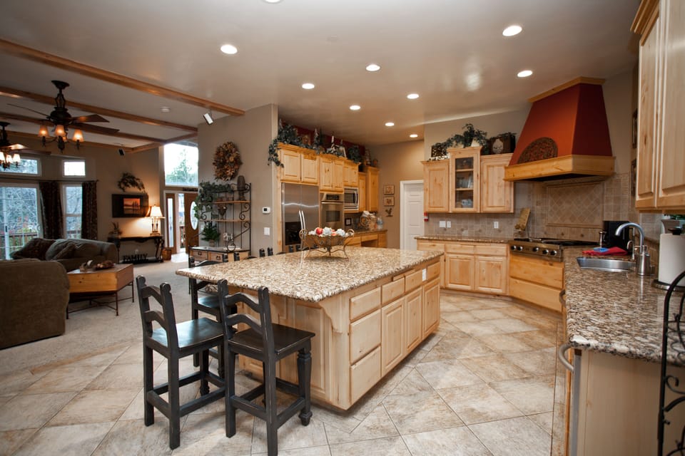 Open floor plan. Living room flows in to kitchen so everyone can be together