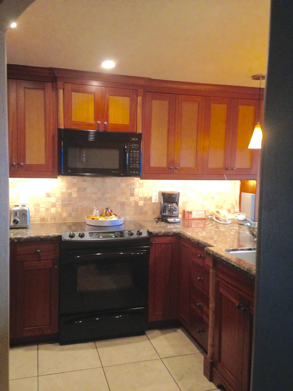 Gorgeous granite with our custom cabinets made in our North Bend WA shop.