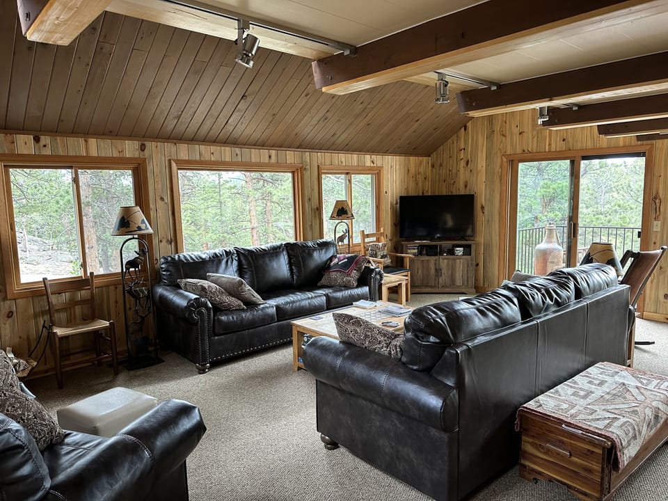 Fireplace, tv, games, puzzles, books, views. And comfy couches for long naps 