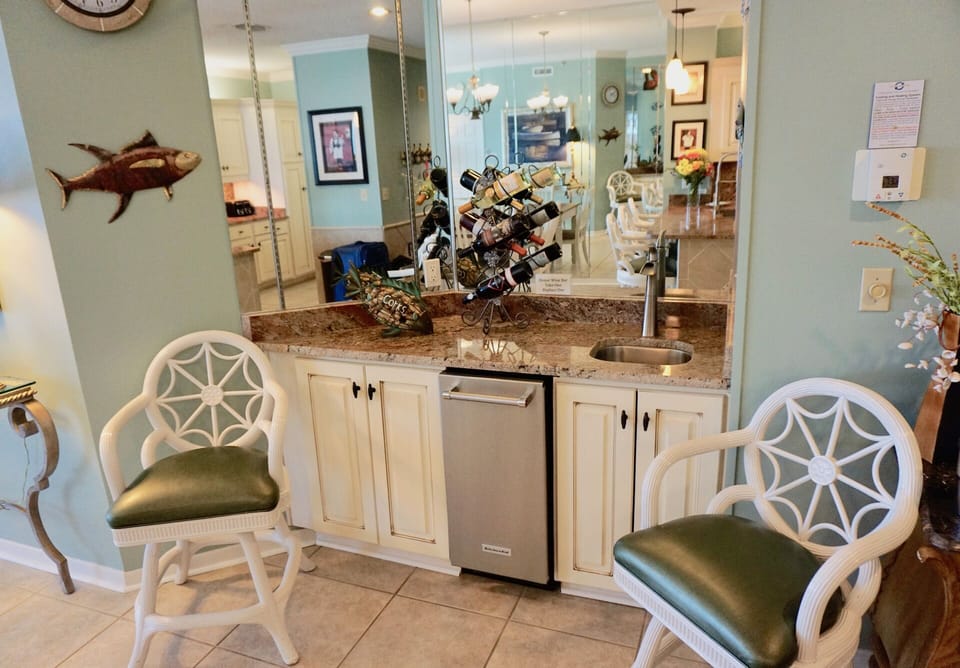 GRANITE TOPPED WET BAR WITH ICE MAKER AND HONOR WINE TREE: TAKE ONE REPLACE ONE
