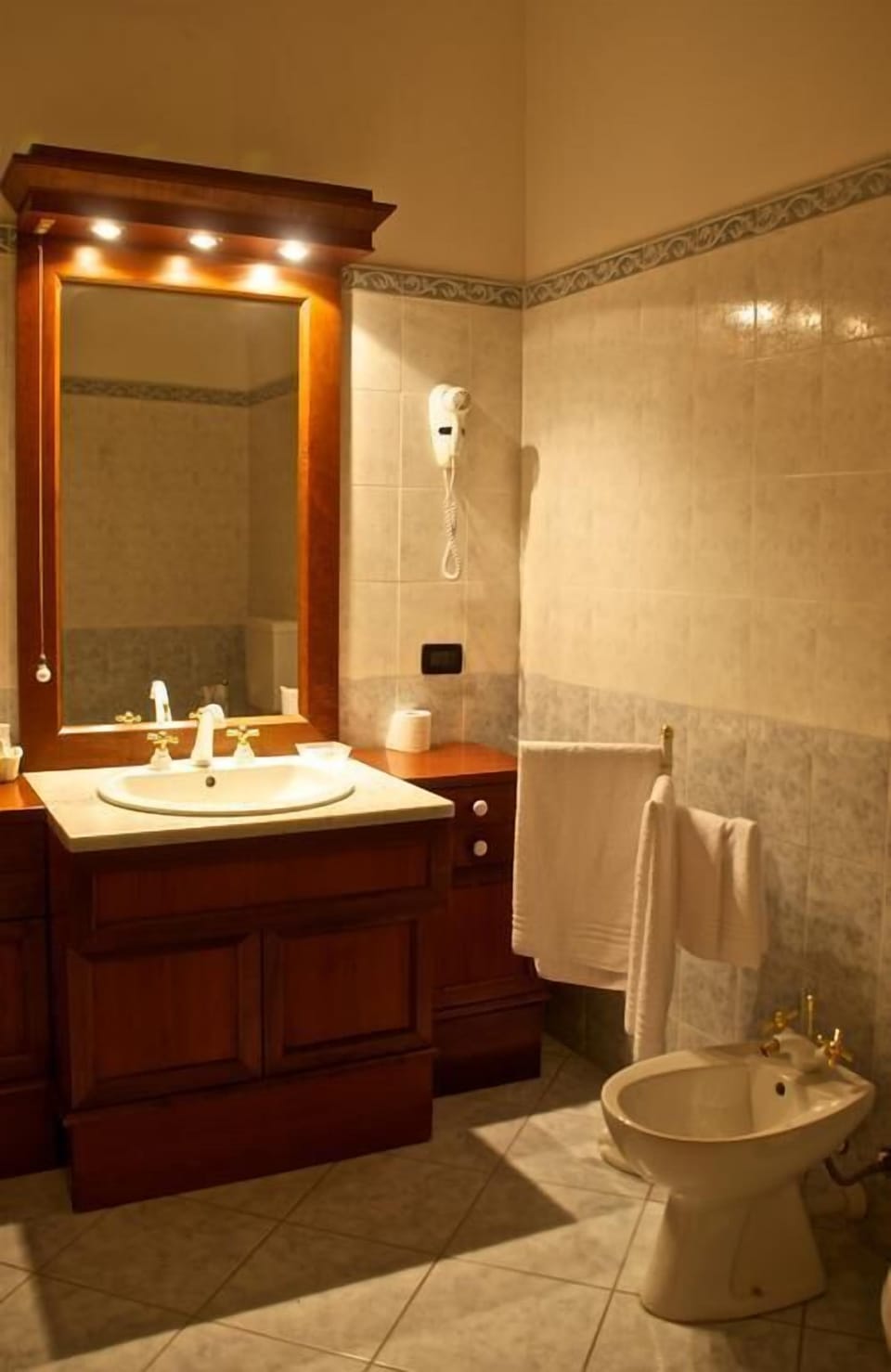 Shower, free toiletries, hair dryer, bidet
