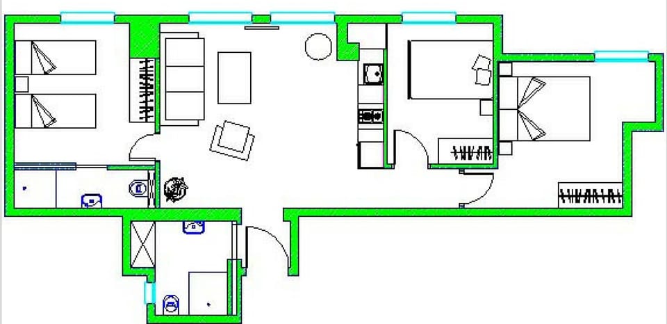 Deluxe Apartment, 3 Bedrooms, Accessible, Kitchen | Floor plan