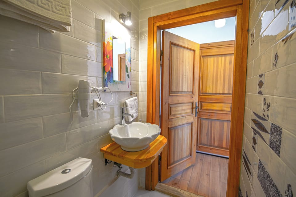 Shower, eco-friendly toiletries, hair dryer, slippers