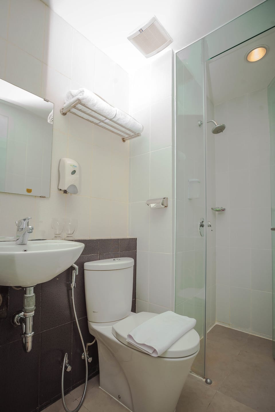 Shower, slippers, towels