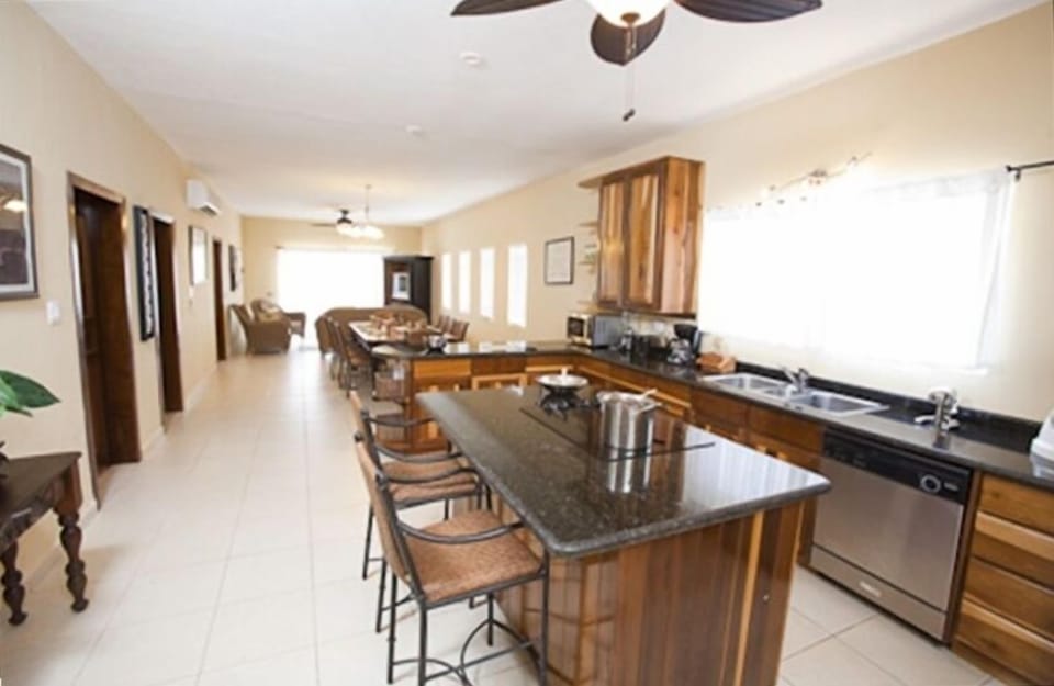 Kitchen in the long room where the trade winds flow