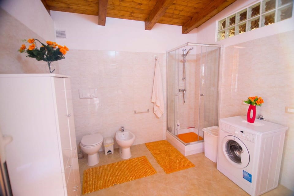 Shower, free toiletries, hair dryer, bidet