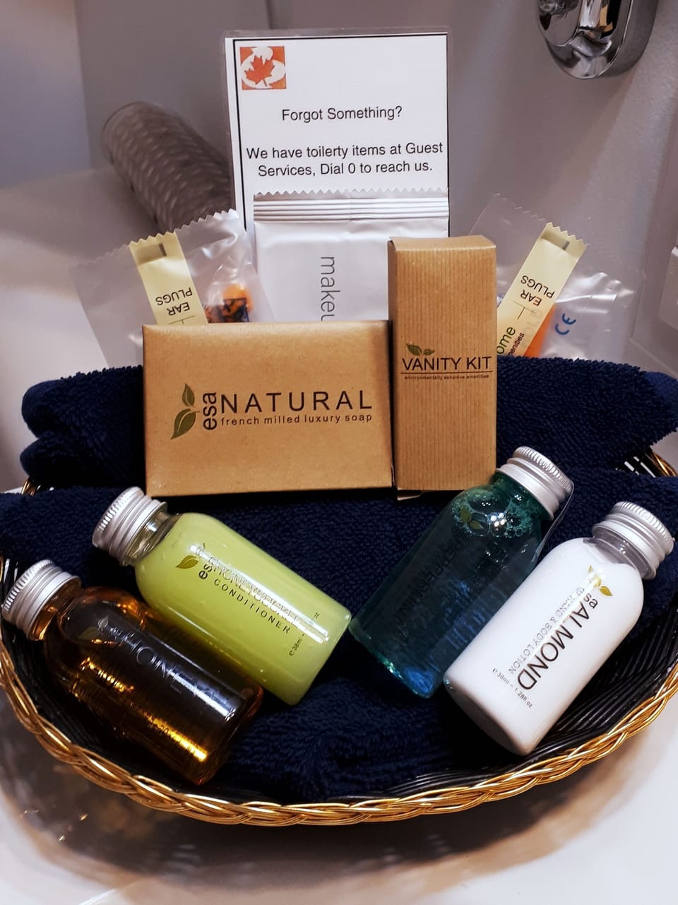 Combined shower/tub, free toiletries, hair dryer, towels