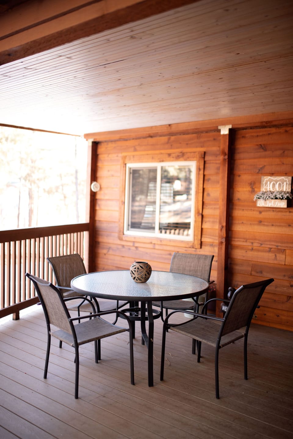 Front deck is perfect for entertaining and breathing in the mountain air.