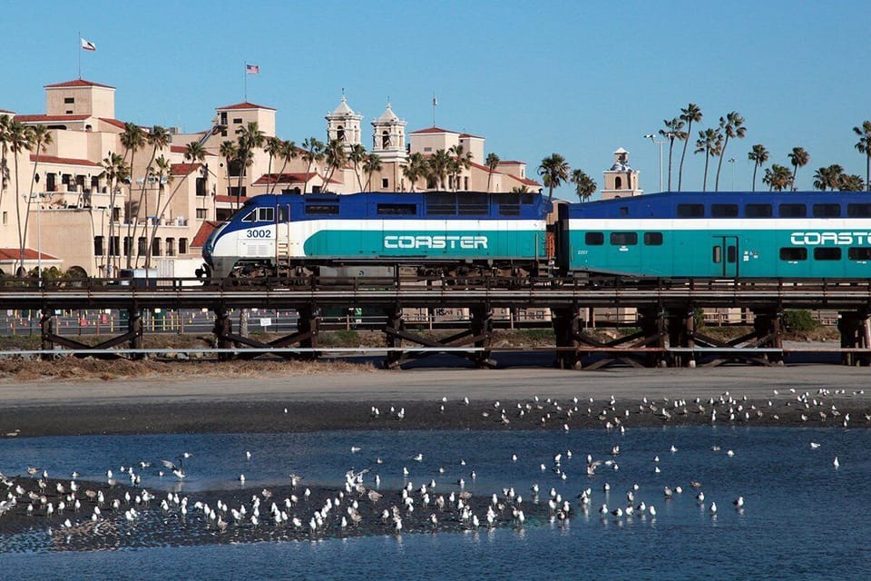 Three different trains pass thru daily (Coaster, Metrolink and Amtrak)