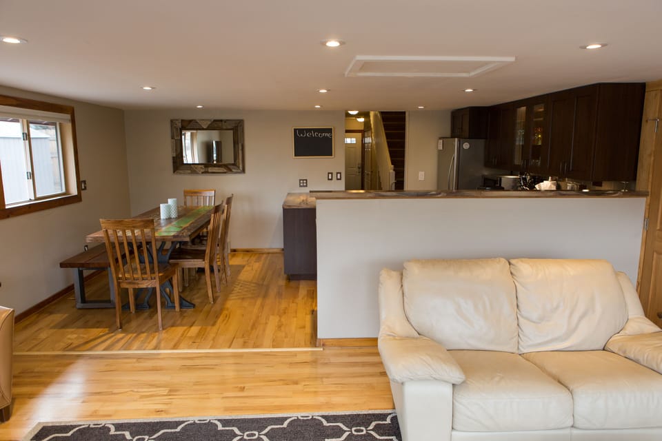 Living Room Looking Into Kitchen and Dining Table