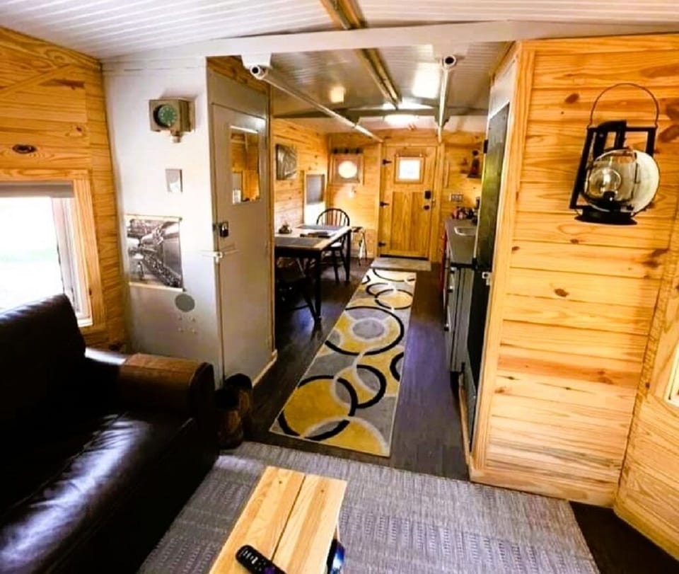 Inside the historic Southern Train Caboose at other property
