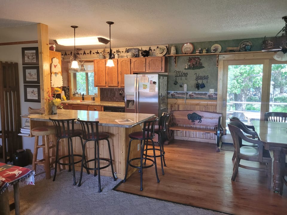 Dining room and kitchen area