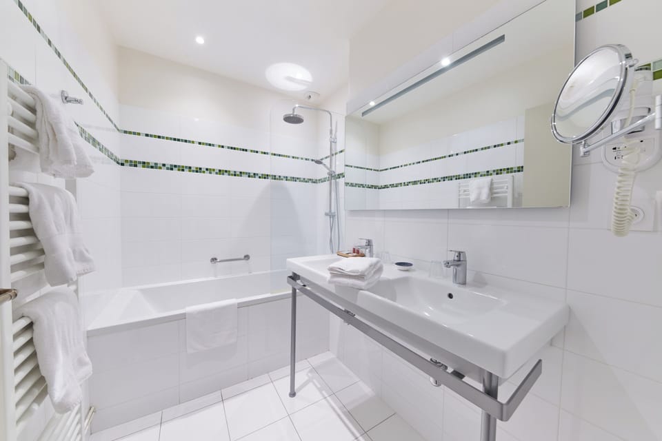 Free toiletries, hair dryer, towels