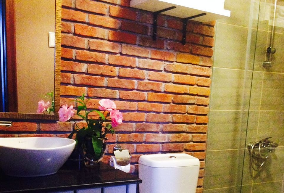 Shower, free toiletries, hair dryer, slippers
