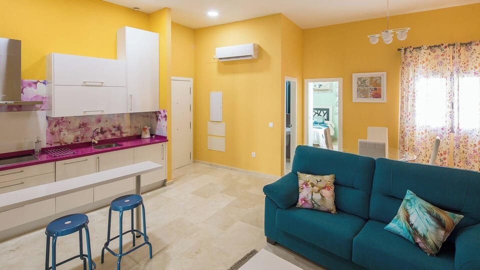 Living area and kitchen.
