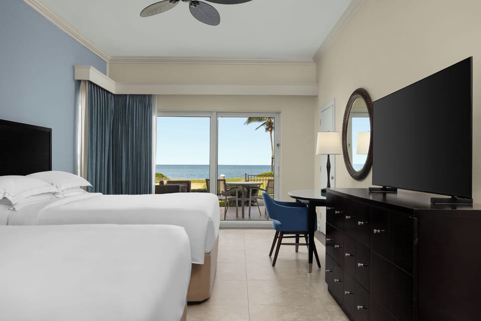 Room, 2 Queen Beds, Non Smoking, Oceanfront (Ocean Front  Walk out) | Egyptian cotton sheets, premium bedding, down comforters