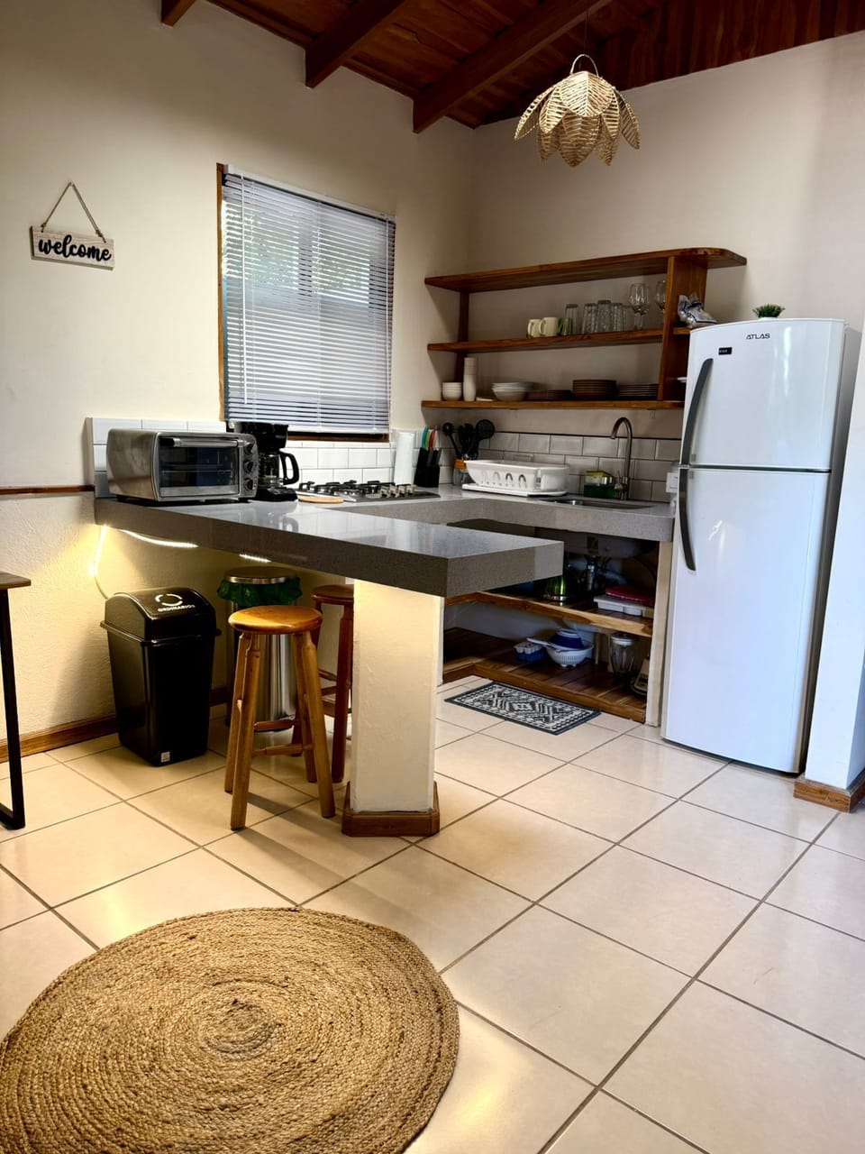Villa Carambola | Private kitchen | Full-size fridge, microwave, oven, stovetop