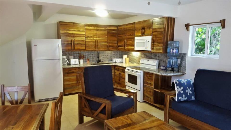 Panoramic Condo, 1 Bedroom, Ocean View | Private kitchen | Fridge, microwave, oven, stovetop