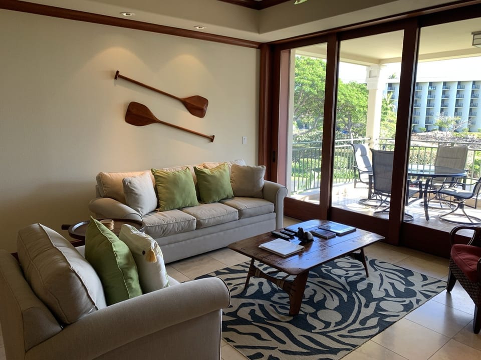 Comfortable living room with queen sofabed