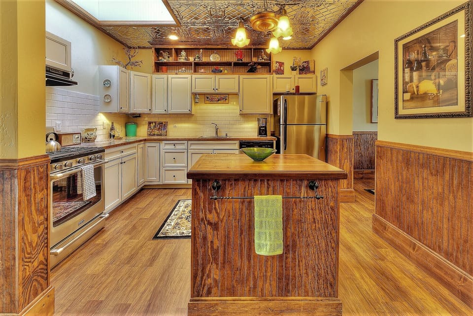 Black walnut island prep area 