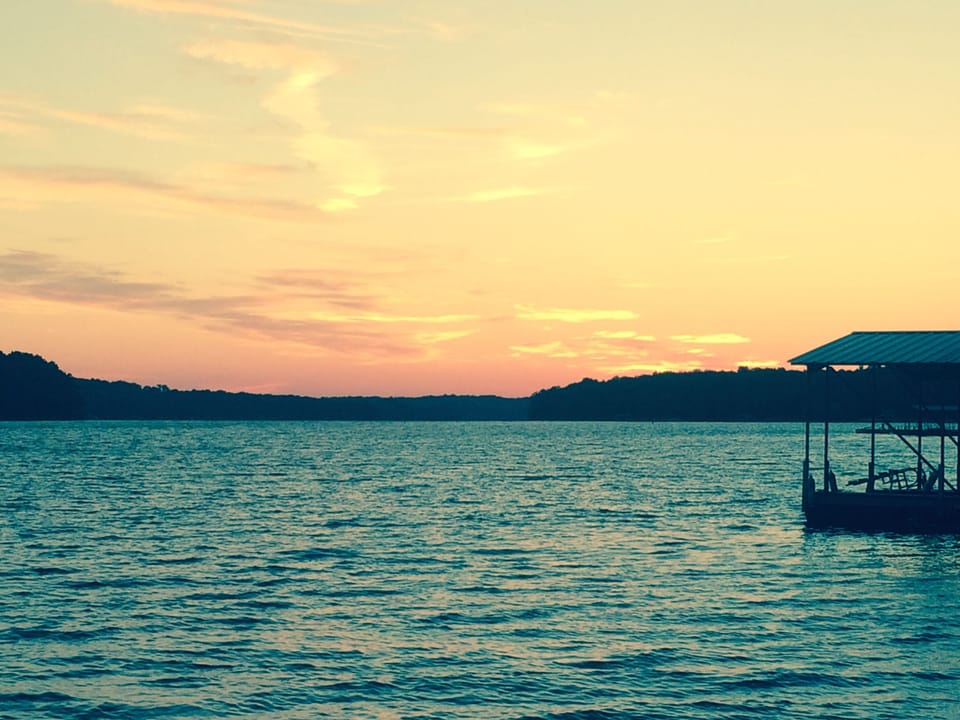 Sunset view from dock w/ 3.5 mile view down river