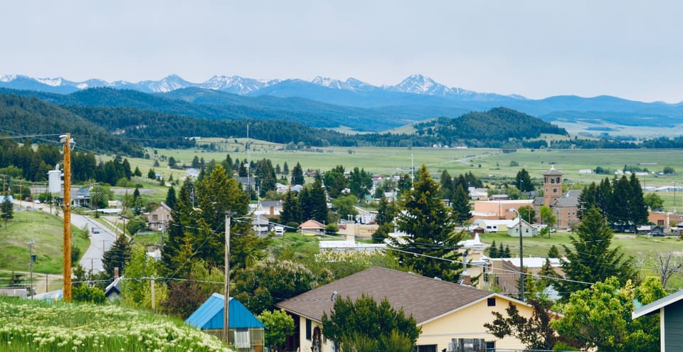 Philipsburg and the Anaconda-Pintler Wilderness from front porch, summer