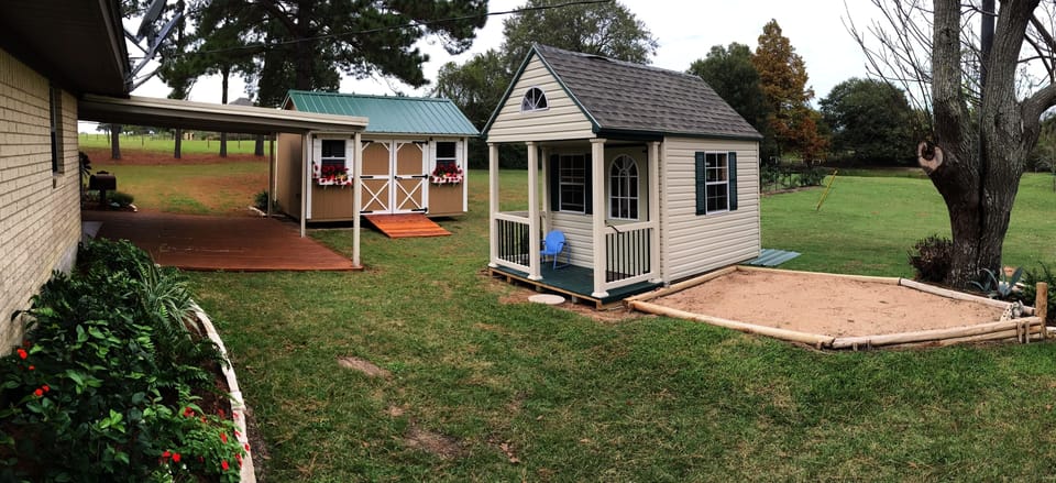 Let's do the playhouse and sandbox!