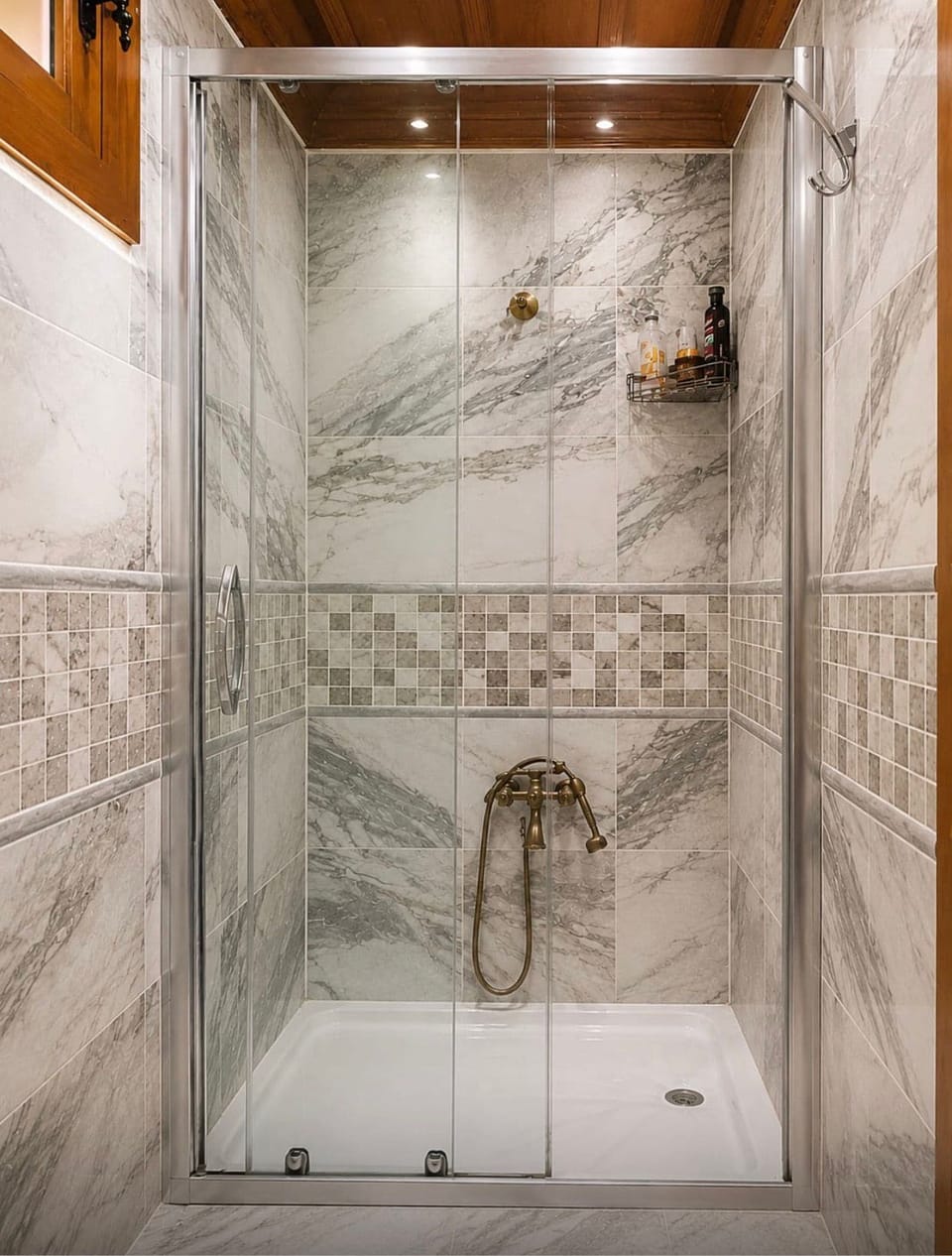 Shower, free toiletries, hair dryer, slippers