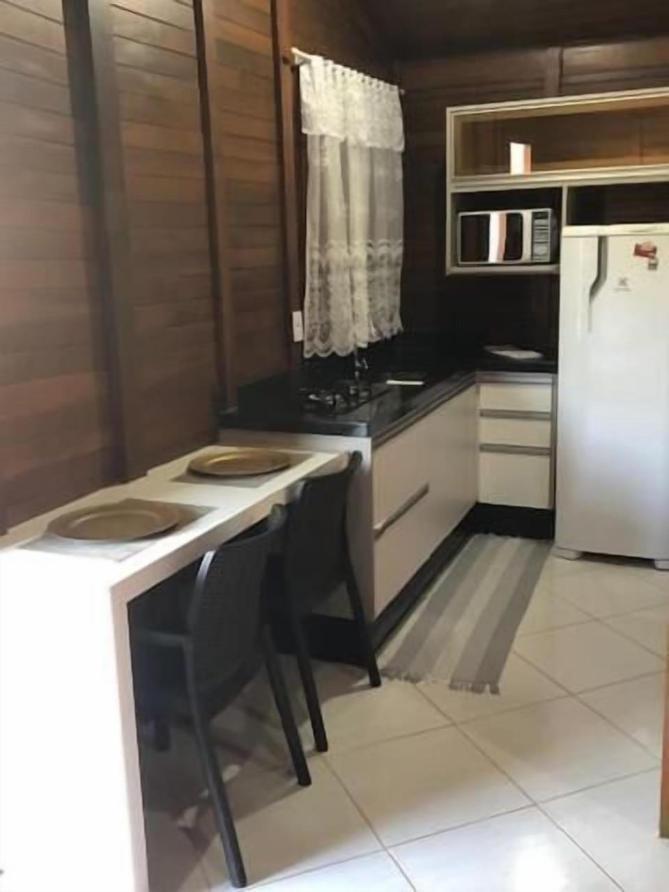 Fridge, microwave, stovetop, electric kettle