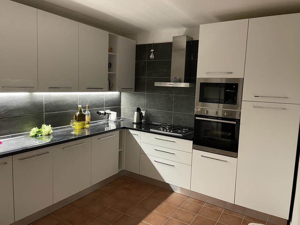 New kitchen 2021 with dishwasher, microwave, plates/cutlery for 14