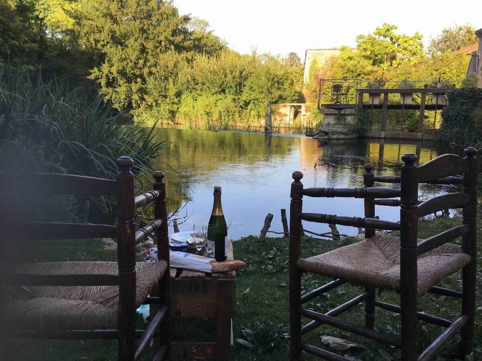 Private area by the river for guests to use.