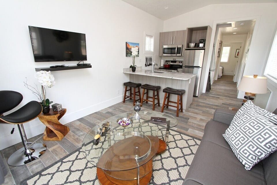 Living area and kitchen