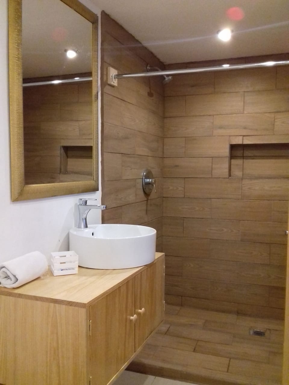 Double Room, 2 Double Beds | Bathroom | Shower, towels, toilet paper